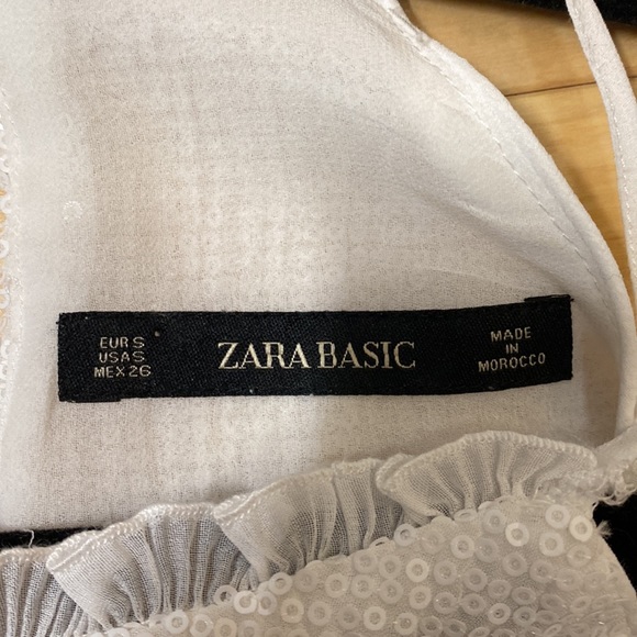 Zara Top Sequin Blouse in White size small - Picture 5 of 9